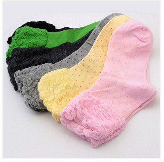 Women's Short Socks,Candy Color Dots Style Sock,Breathable Cotton Socks,Lace-edge,Wholesale Free Shipping