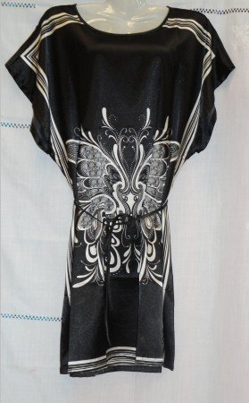 Women's Silk clothing Black butterfly Pullover Sleepwear Pajamas for ladies free shipping