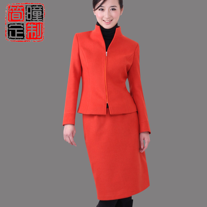 Women's skirt autumn and winter gentlewomen jacarandas woolen outerwear half-length medium skirt career dress set a025