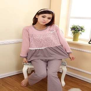 Women's sleepwear female cartoon knitted cotton sleepwear long-sleeve spring and autumn summer o-neck lounge