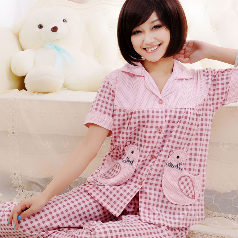 Women's sleepwear women's knitted cotton cartoon sweet casual lounge set Women