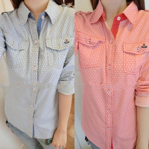 Women's Slim Academy Style Lapel Point Long Sleeve Shirt Tops Blouses CA1224 [24581|99|01]