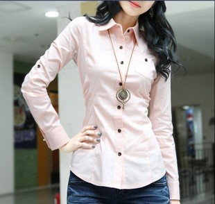 women's slim autumn shirt female white shirt Women long