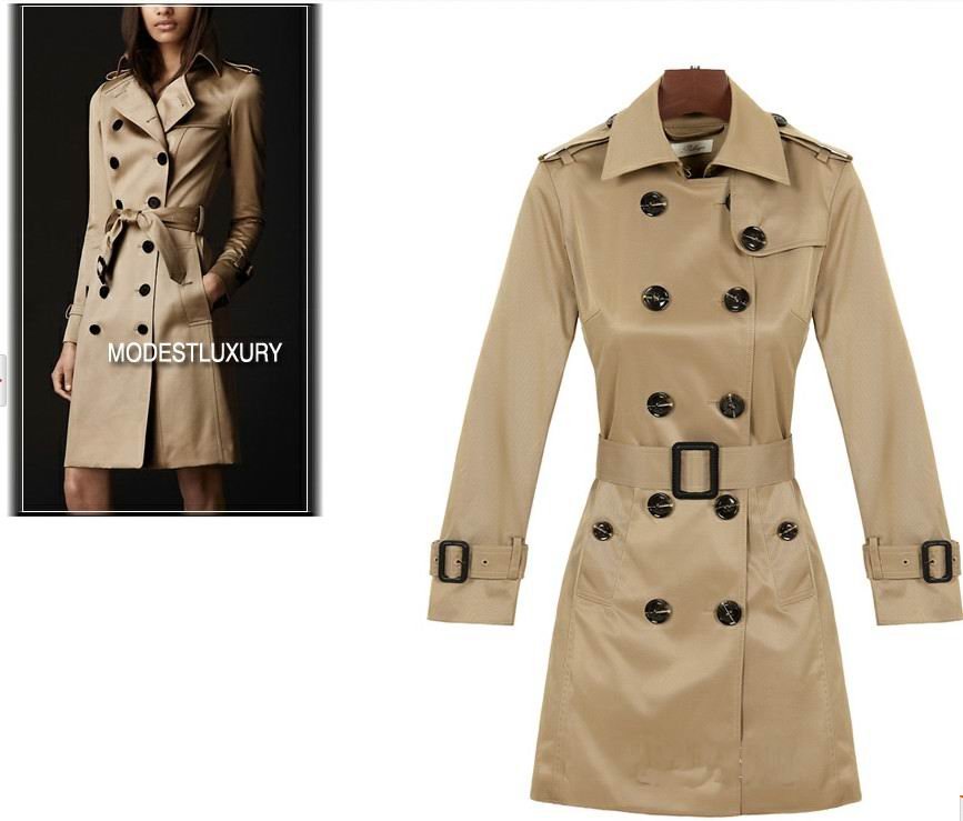 Women's Slim Fit Double-breasted Trench Coat plus size Casual coat free shipping