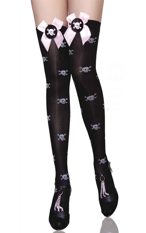 Women's socks legs over-the-knee thin stockings skull bow 7814