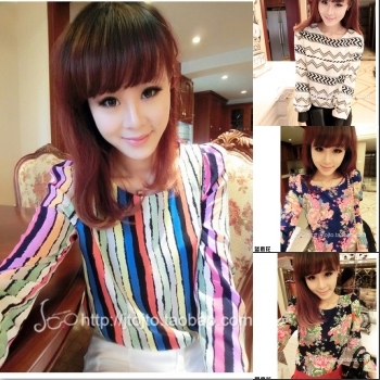 Women's spring 2013 clothes SEMIR all-match vintage shoulder pads basic long-sleeve chiffon shirt