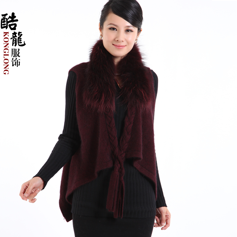 Women's spring and autumn luxury mink sweater vest slim noble sweet sweater waistcoat sweater paragraph