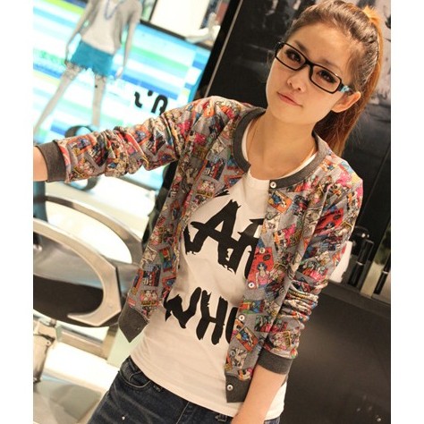 Women's spring fashion slim 2013 cartoons small short jacket