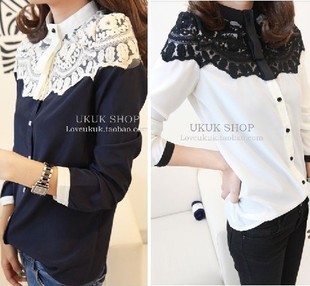 Women's spring new arrival 2013 clothes mushroom poncho lace patchwork fashion chiffon shirt