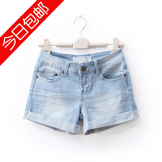 Women's spring shorts new arrival roll-up hem buttons casual loose denim shorts women's single-shorts