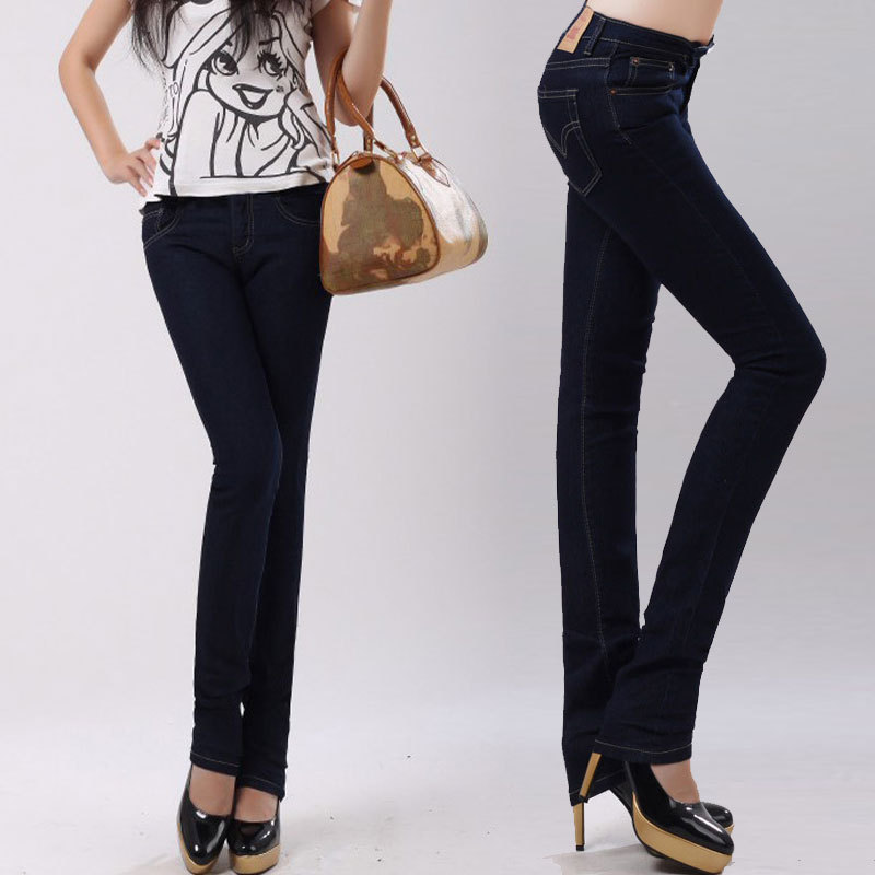 Women's spring skinny pants elastic vintage jeans street tooling sweet formal blue