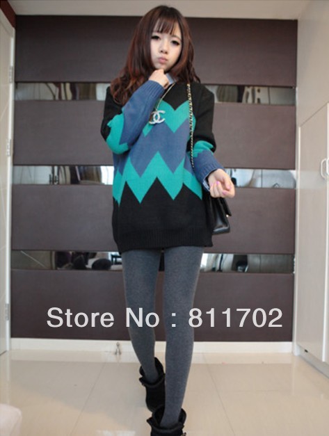 Women's spring vintage wave loose long-sleeve o-neck basic sweater thick outerwear,Free delivery