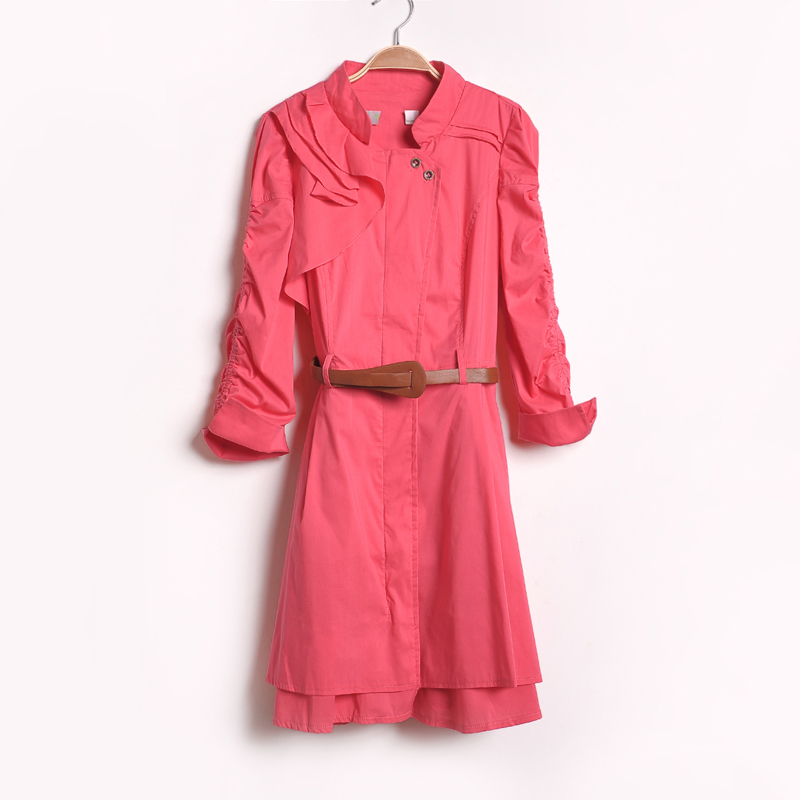 Women's stand collar solid color three quarter sleeve slim 2013 spring trench