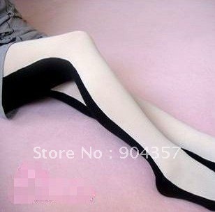 Women's Stockings Sexy  black & white Straight Stripe Tights Velvet Slim Pantyhose Hosiery