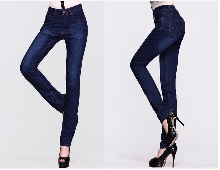 Women's straight jeans whisker wearing white high waist plus size straight pants,free shipping