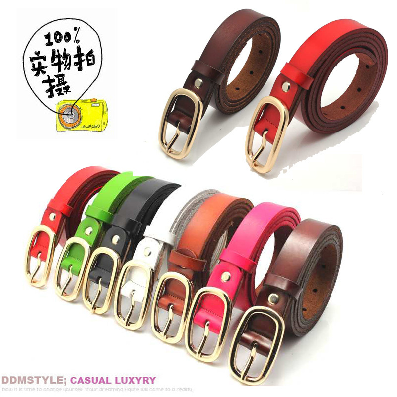 Women's strap belt female genuine leather fashion all-match decoration brown thin belt cowhide 2091