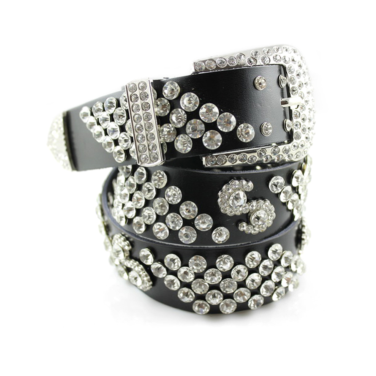 Women's strap fashion all-match rhinestone decoration wide belt Women genuine leather full rhinestone cowhide waist belt