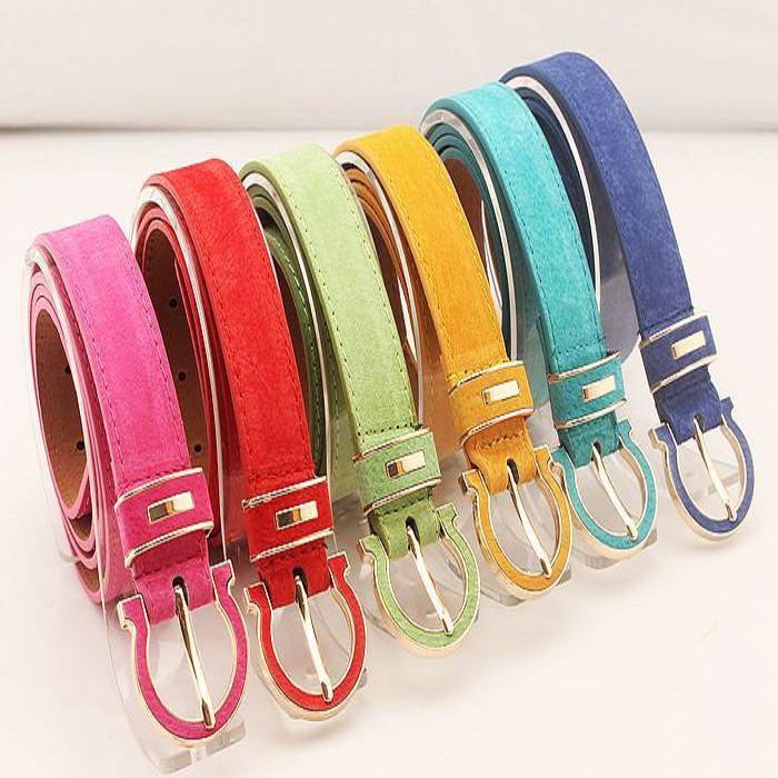 Women's strap genuine leather belt strap decoration pin buckle fashion leopard print candy color casual strap