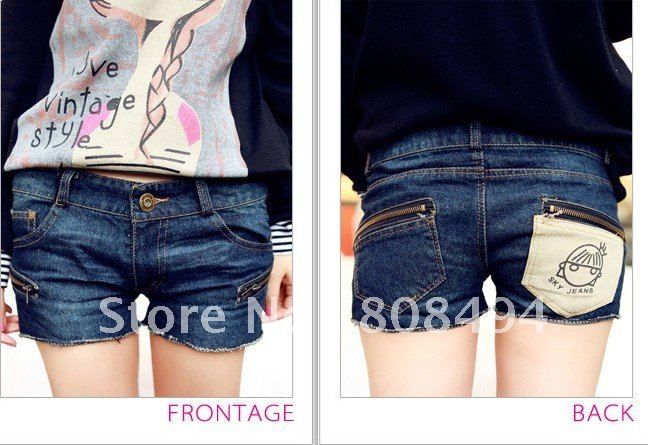 Women's summer 2012 summer zipper distrressed wearing white denim shorts hot trousers k571