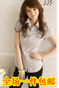 Women's summer short-sleeve career shirt 100% cotton female shirt short-sleeve shirt female