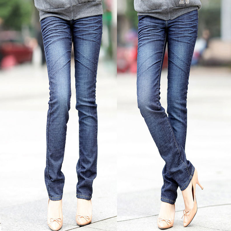 Women's sweet formal spring skinny pants jeans street tooling vintage elastic