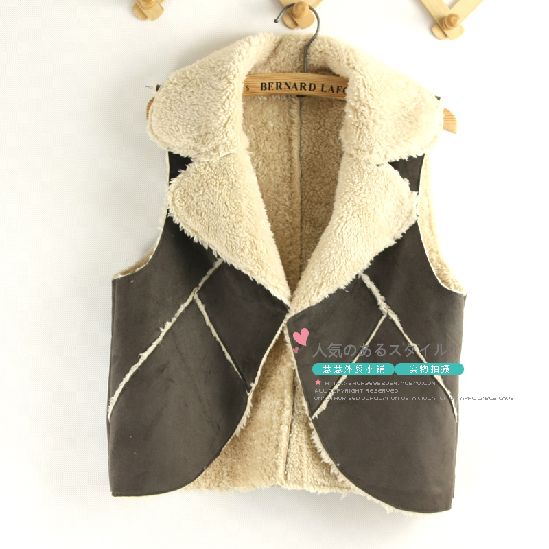 Women's sweet turn-down collar suede fabric thick vest all-match berber fleece sleeveless circarc sweep vest