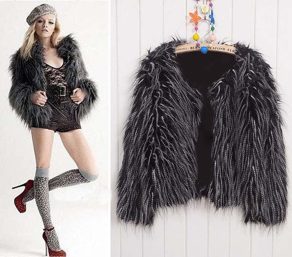 Women's the peacock hair imitation fur coat,Dark grey alternate with imitation fur coat,XS-XXL,free shipping,JC-W013