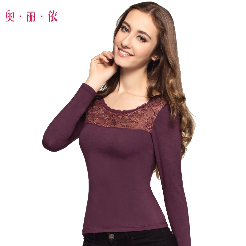 Women's thermal underwear modal lace long-sleeve thermal upperwear ojd6046