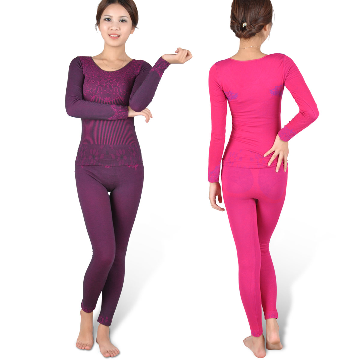 Women's thermal underwear set Women long design long johns long johns set women's body shaping d-1002