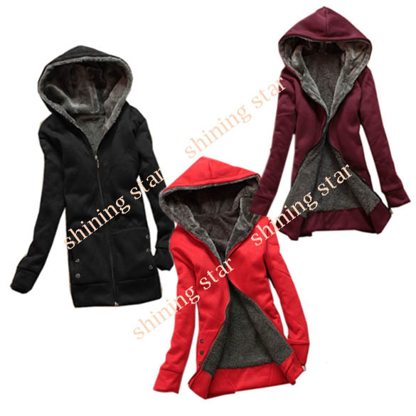 Women's Thicken Warmer Hoodie Coat  Fashion Casual Outerwear Hoodie Jacket Coat  3 Colors 3278