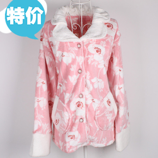 Women's thickening coral fleece sleepwear winter thick sleep set beautiful home casual 1128