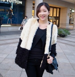 Women's thickening ladies vintage faux fur outerwear long design overcoat