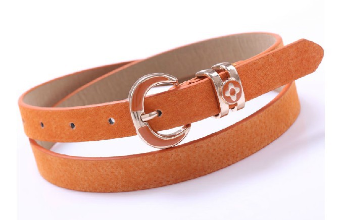 Women's thin belt pigskin leather belt Candy color all-match belt