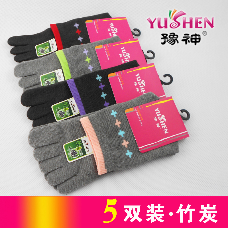 Women's toe socks bamboo charcoal fiber five-toe socks spring and summer bamboo socks sweat absorbing breathable