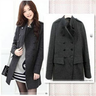 Women's trench thickening woolen outerwear women's double breasted woolen overcoat