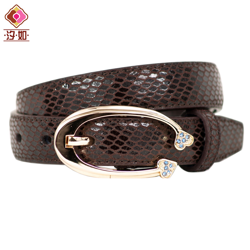 Women's trend genuine leather fashion vintage serpentine pattern rhinestone japanned leather genuine leather casual pants belt