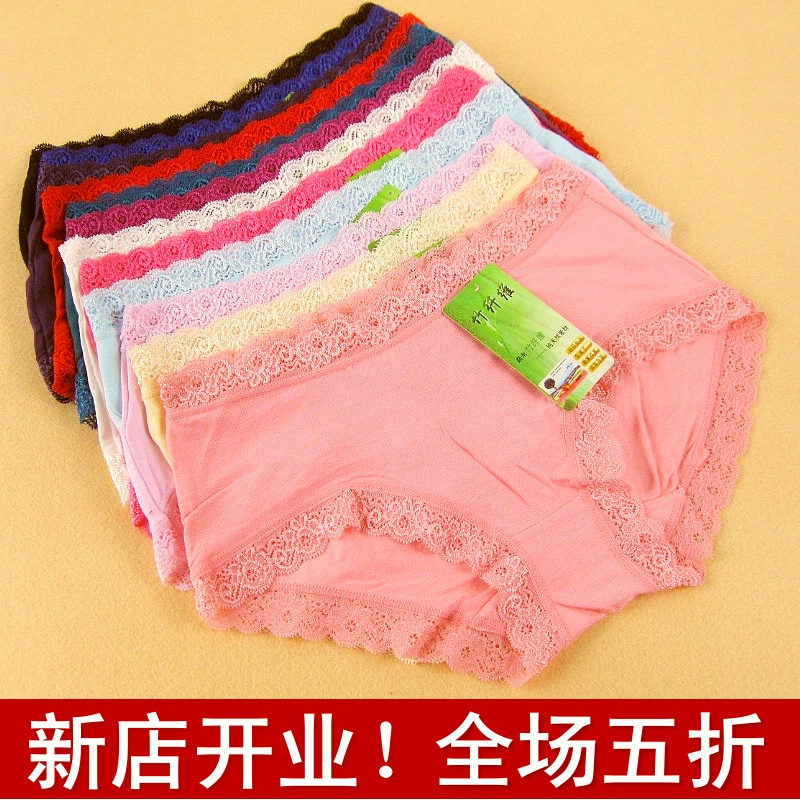 women's trigonometric bamboo fibre panties underwear high in the waist lace belts