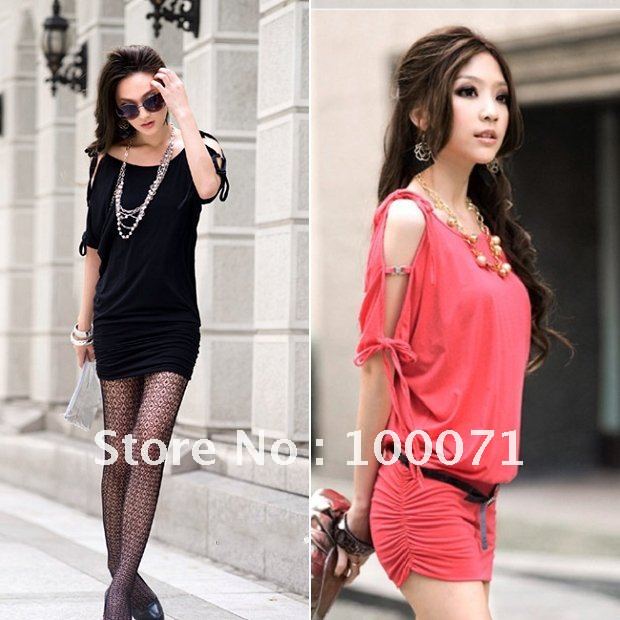 Women's Tunic Longshirt Off-Shoulder Tops Shirt Mini Dress  [20431|99|01]