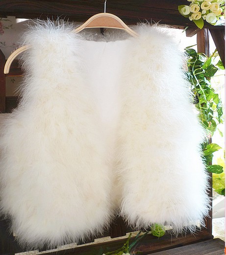 Women's turkey wool ostrich fur short design fur coat, fur vest,fashion waistcoat