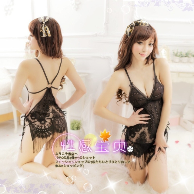 Women's underwear lounge lace racerback transparent short skirt thong sleepwear