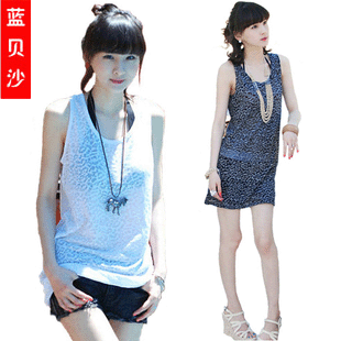 Women's vest skirt long design vest leopard print beach clothes