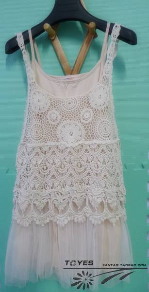 Women's vintage sleeveless vest crochet cutout lace spaghetti strap knitted shirt cape vest