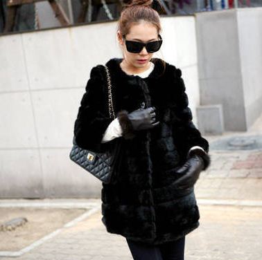 Women's vivi horizontal stripe faux overcoat velvet thickening cotton-padded jacket outerwear