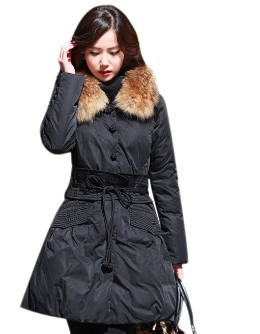 Women's Warm Winter Down Jacket 2013 New Fashion raccoon Fur Collar Slim Style Down Coat Free shipping WWY006