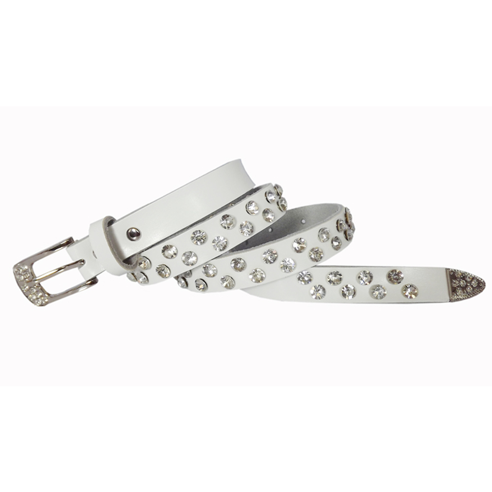 Women's white belt all-match diamond-studded genuine leather strap Women 2cm multicolor belt