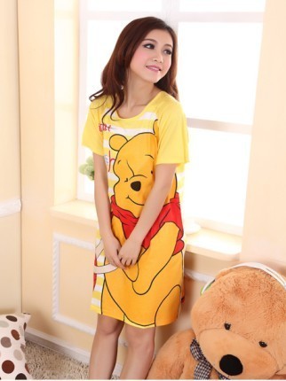 Women's WINNIE women's sleepwear cartoon lovely nightgown knitted 100% cotton lounge