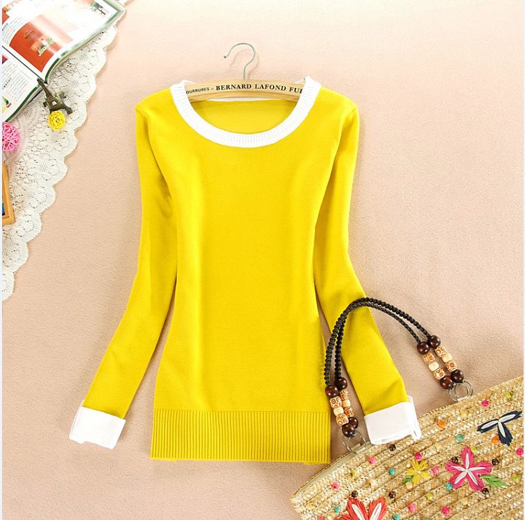 Women's winter new arrival wool sweater top o-neck long-sleeve o-neck sweater slim basic shirt sweater