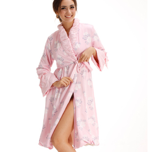 Women's winter sleepwear 100% cotton long-sleeve coral fleece robe warm sleepwear princess robe 056