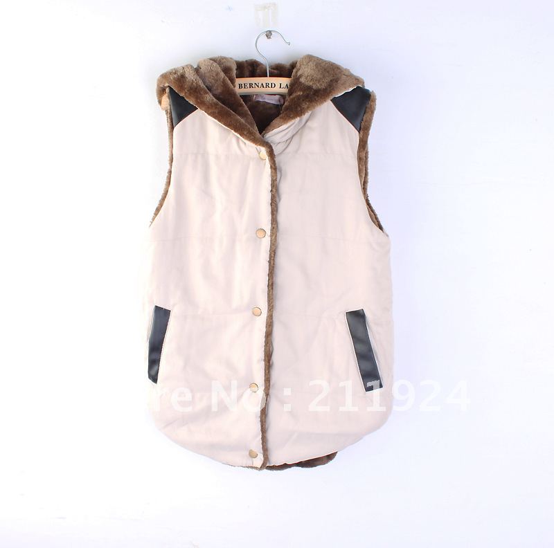 Women's with a hood vest autumn and winter wool liner thickening vest 4 colours M\L