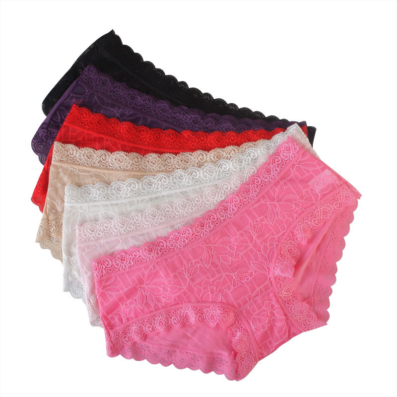 Women's women's briefs lace solid color bamboo charcoal fiber precipitates 7 panties